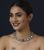 Green kundan necklace set