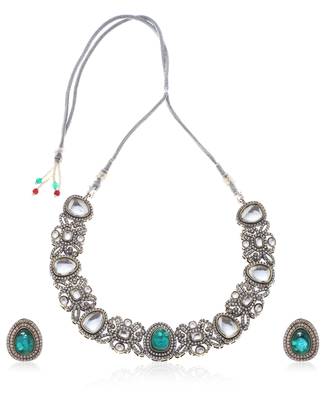 Green kundan necklace set 5