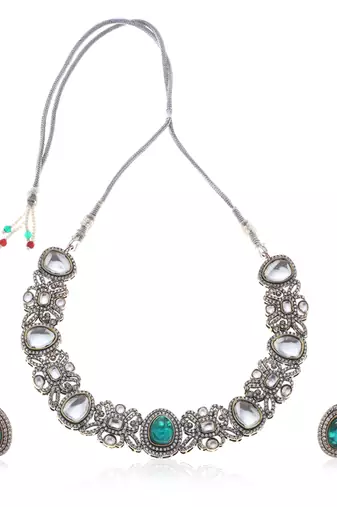 Green kundan necklace set