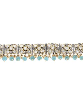 Blue kundan necklace set 2
