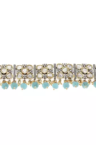Blue kundan necklace set