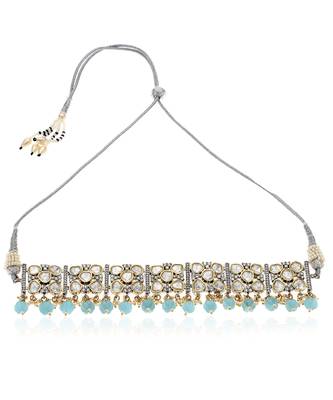 Blue kundan necklace set 3