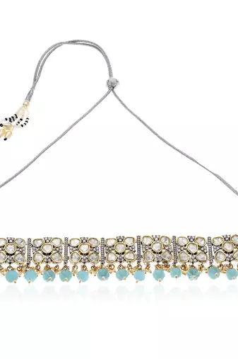 Blue kundan necklace set