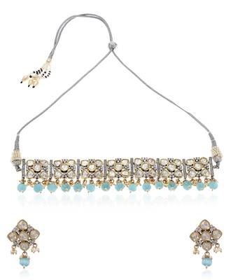 Blue kundan necklace set 5