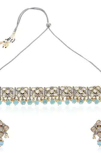 Blue kundan necklace set
