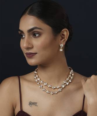 Gold kundan necklace set 1