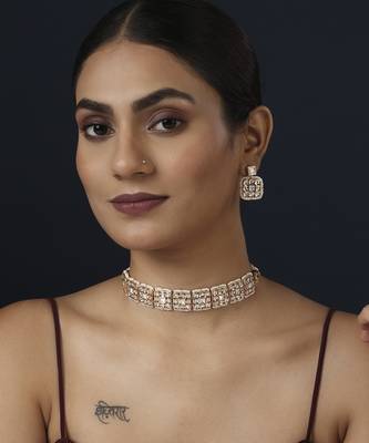 Gold kundan necklace set 1