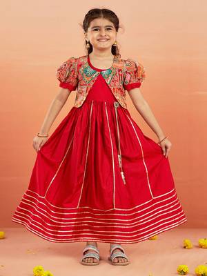  girls' red anarkali set 2