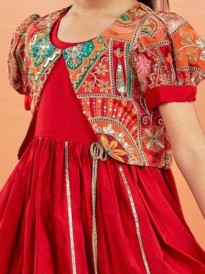  girls' red anarkali set 3
