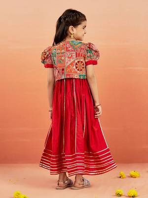  girls' red anarkali set 5