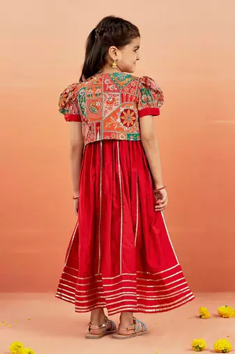  girls' red anarkali set