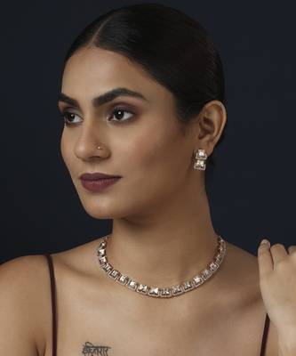 Gold kundan necklace set 1