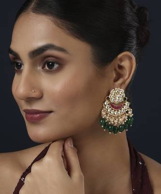 Green kundan earring 1