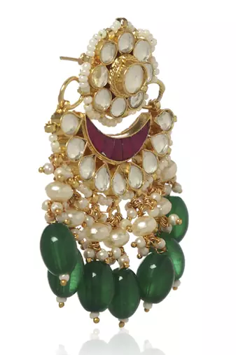 Green kundan earring