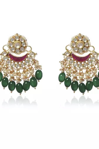 Green kundan earring