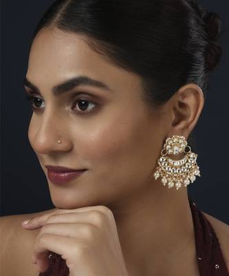 White kundan earring 1