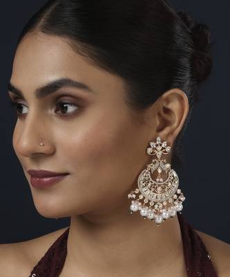 White kundan earring 1