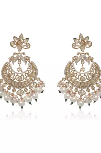 White kundan earring