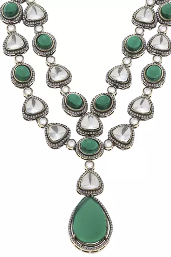 Green kundan necklace set