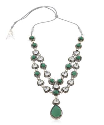 Green kundan necklace set 4