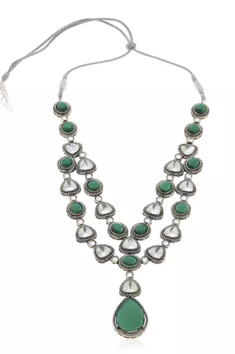 Green kundan necklace set