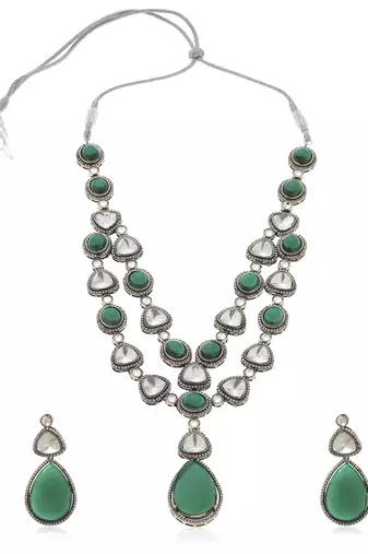 Green kundan necklace set