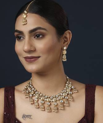 Gold kundan necklace set 1