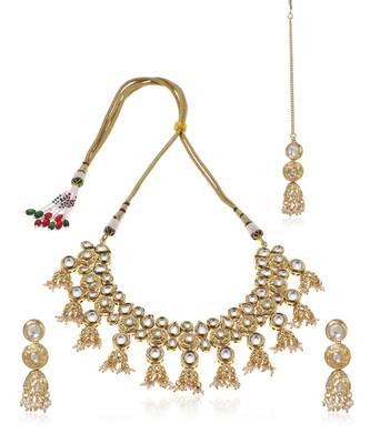 Gold kundan necklace set 5