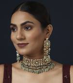 Green kundan necklace set