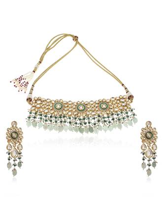 Green kundan necklace set 2
