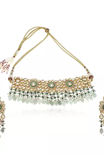 Green kundan necklace set