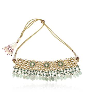 Green kundan necklace set 4