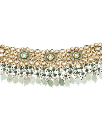 Green kundan necklace set 5