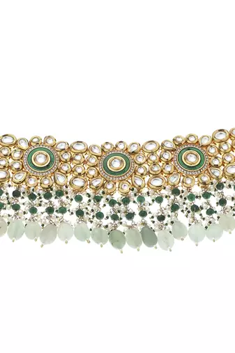 Green kundan necklace set