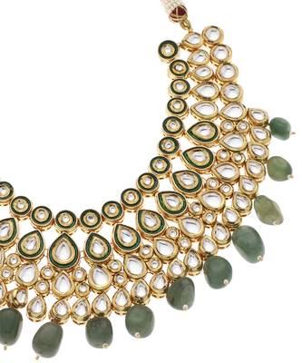 Green kundan necklace set 2