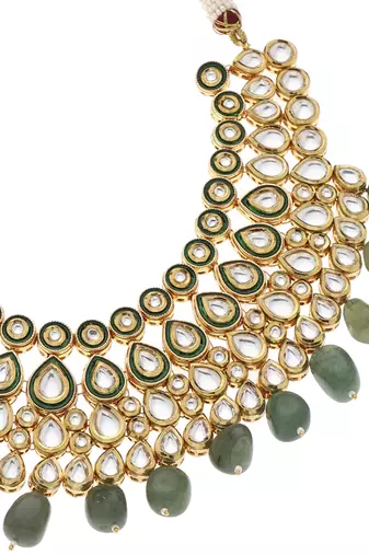 Green kundan necklace set