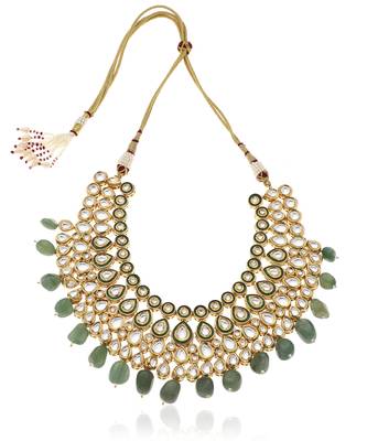 Green kundan necklace set 3