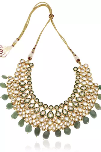 Green kundan necklace set
