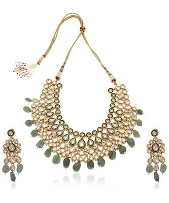 Green kundan necklace set 5