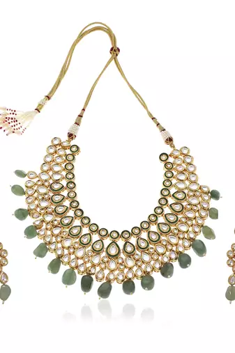 Green kundan necklace set
