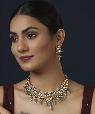 Green kundan necklace set 1