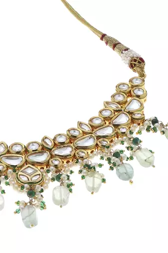 Green kundan necklace set