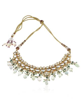 Green kundan necklace set 4