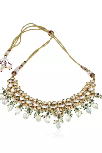 Green kundan necklace set