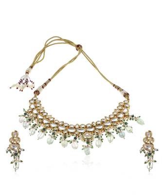 Green kundan necklace set 5