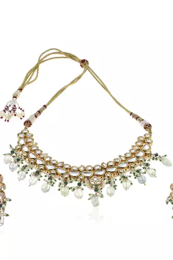 Green kundan necklace set