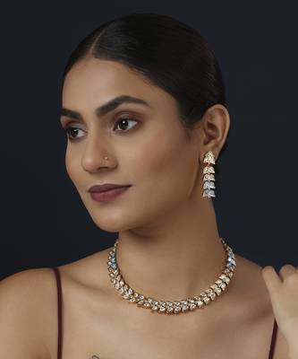 Gold kundan necklace set 1