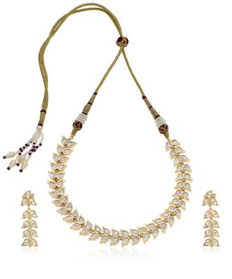 Gold kundan necklace set 5