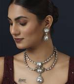 Silver kundan necklace set
