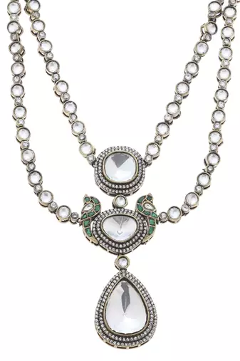 Silver kundan necklace set